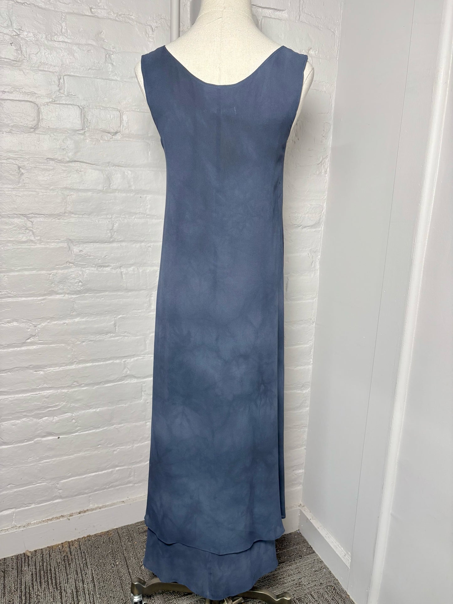Women Size M Max Mara Blue Solid Silk Midi Dress