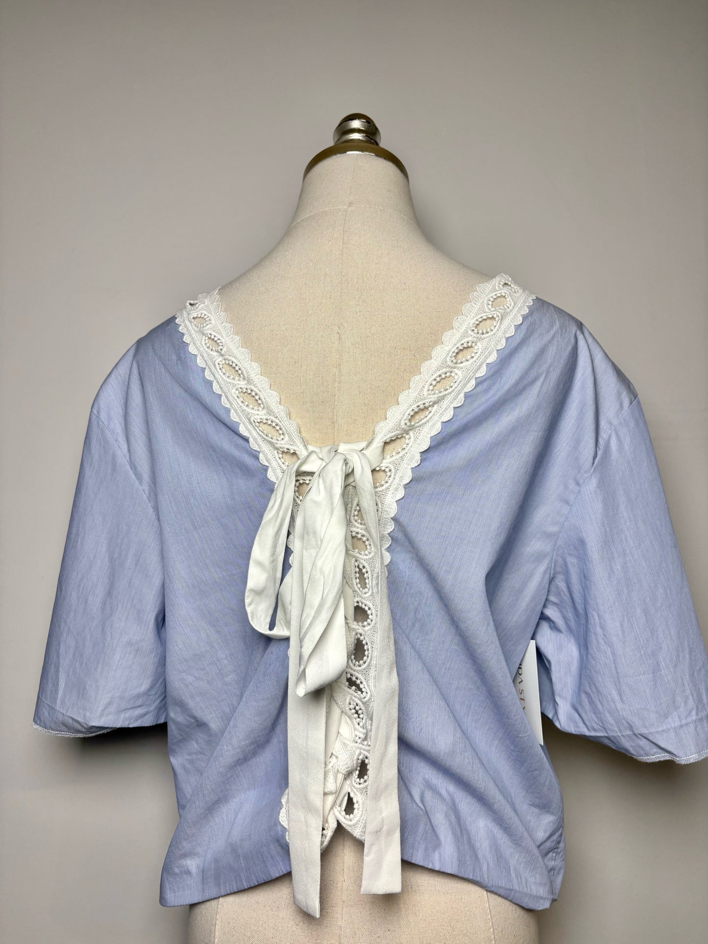 Women Size S/M Sandro Blue, White Mini Stripe Pure Cotton Pre-owned Blouse