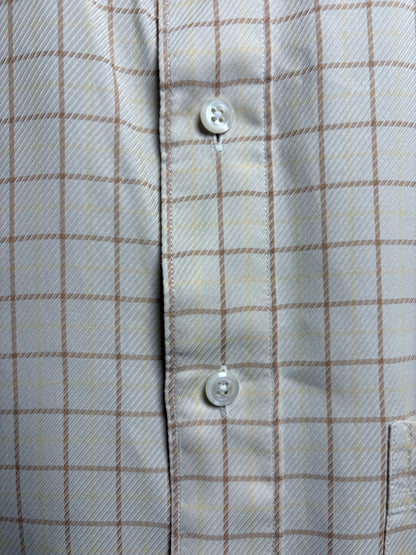 Valentino Tan 100% Cotton Checkered Men's Vintage Shirt