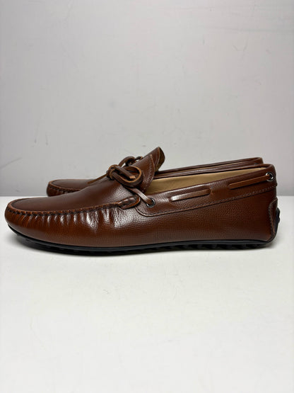 Men Shoe Size 7 Tod's Brown Leather Pre-Owned Gommino Driving Loafers