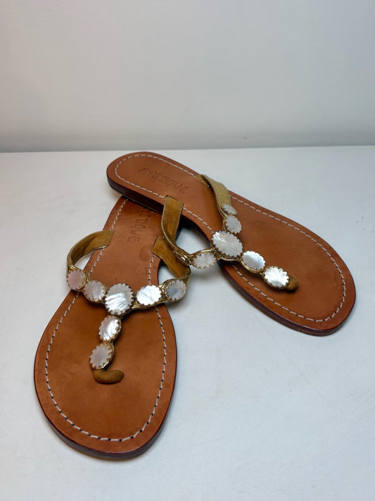 W Shoe Size 7 Mystique Brown Leather Cowhide Pre-owned Sandals