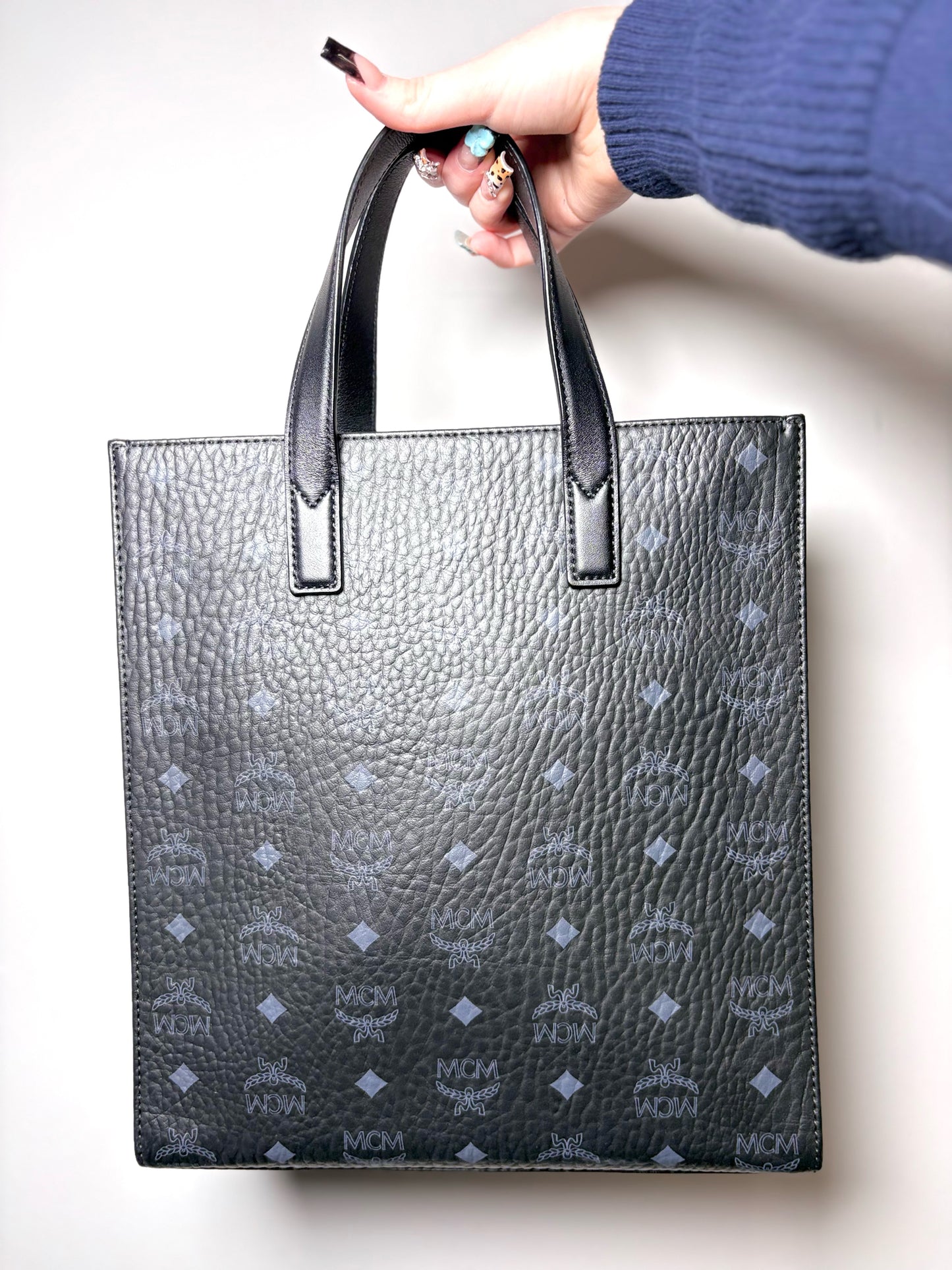 MCM Aren Monogram Black Visetos Tote Bag