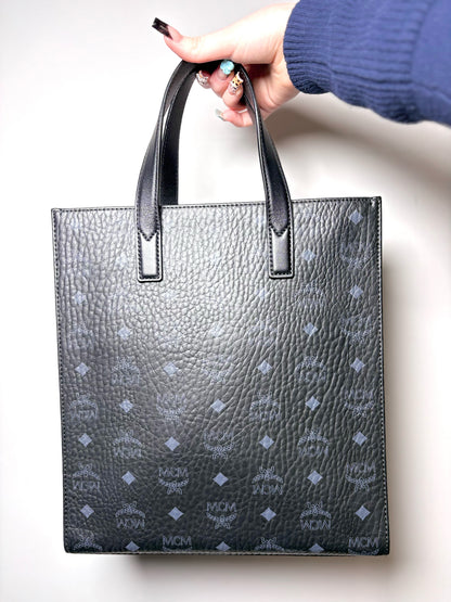 MCM Aren Monogram Black Visetos Tote Bag