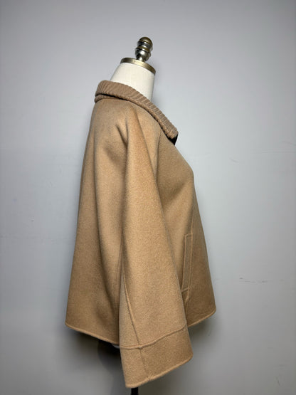 Women's Size M Kinross Cashmere Camel Wool Cashmere Blend Pre-Owned Zip-Up Jacket