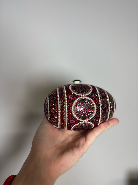 Judith Leiber Swarovski Crystals Egg Vintage Burgundy Purse