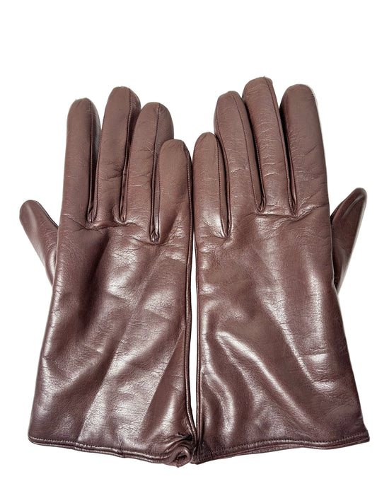 Madova Brown Leather, Cashmere Ladies Sz 6.5 Gloves