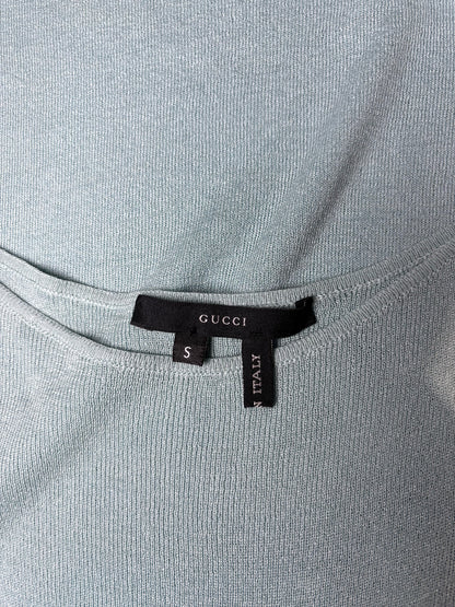 Women Size S Gucci Turquoise Solid Pure Silk Pre-owned Sweater