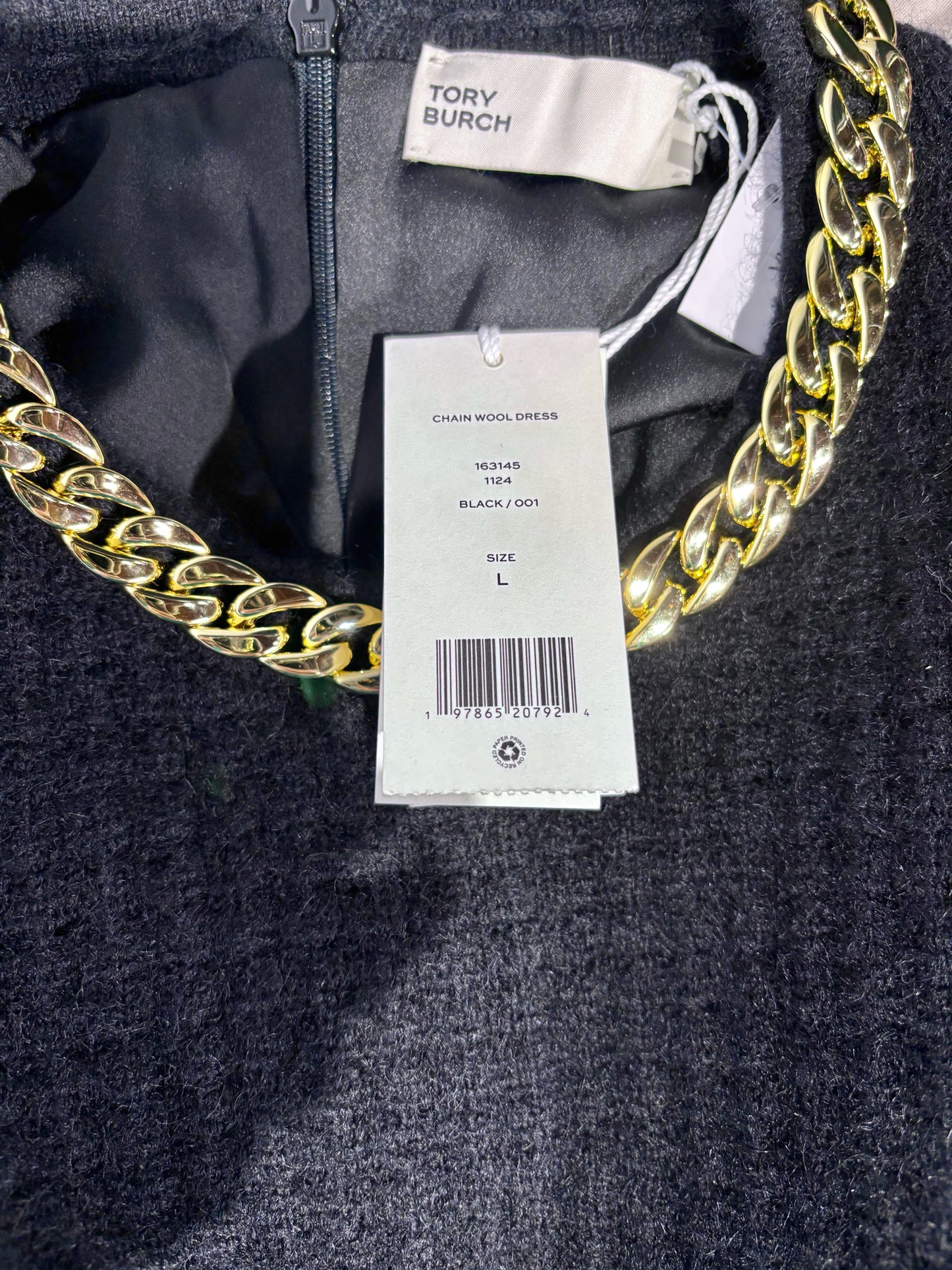 Women Size L Tory Burch Black Knit NWT Dress