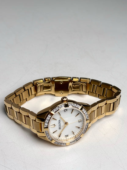 Bulova Gold-tone Stainless Steel Diamonds Pre-owned Watch