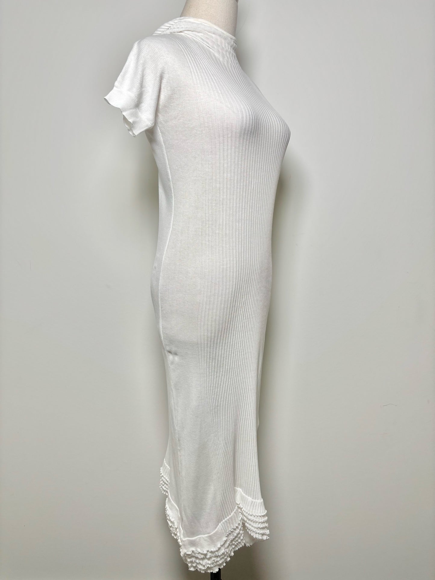 Women Size 6 Isabel Toledo White Solid Cotton Blend Midi Bodycon Dress