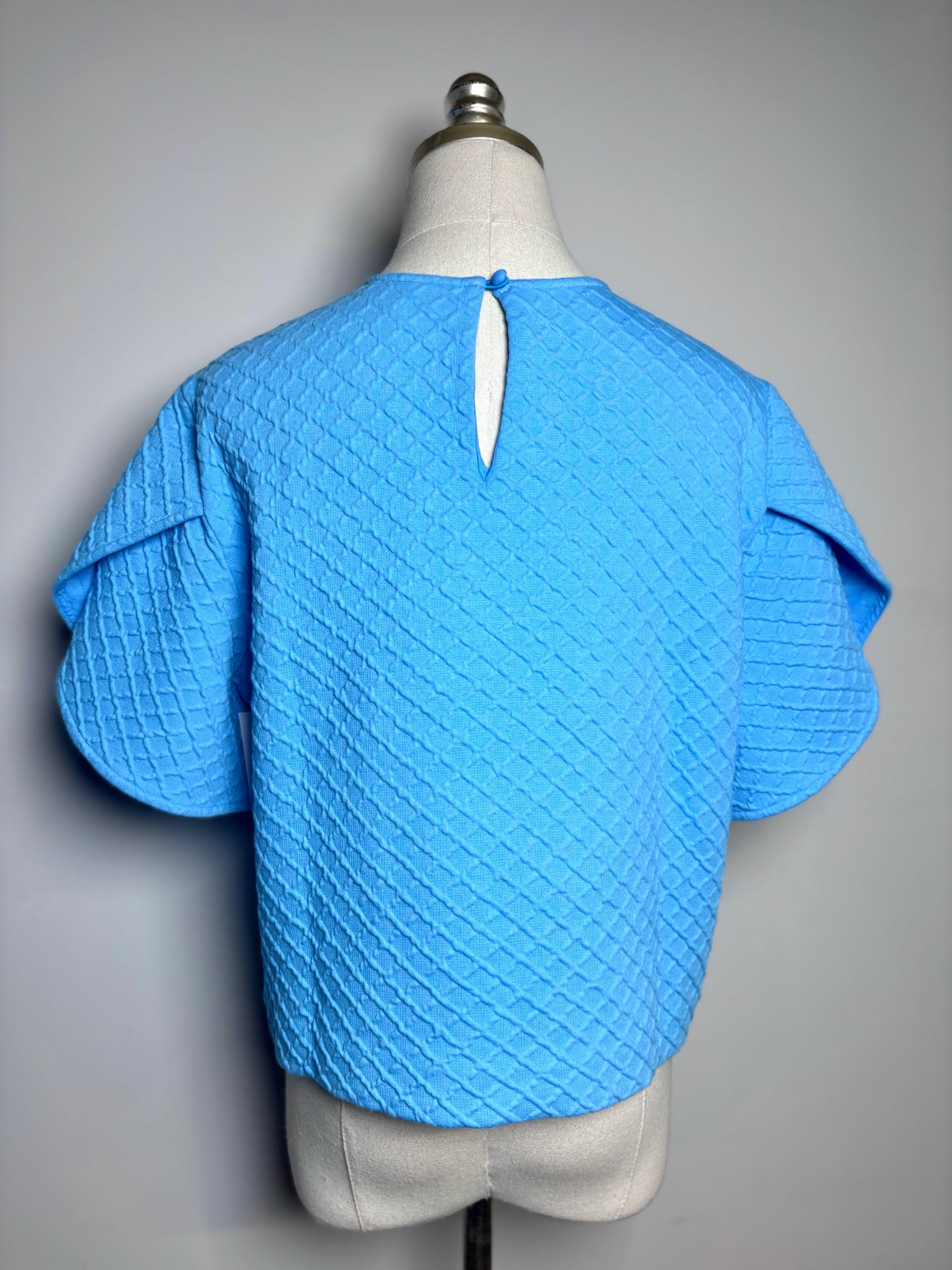 Women Size L Pearl by Lela Rose Sky Blue Textured Knit Women's Pre-owned Top