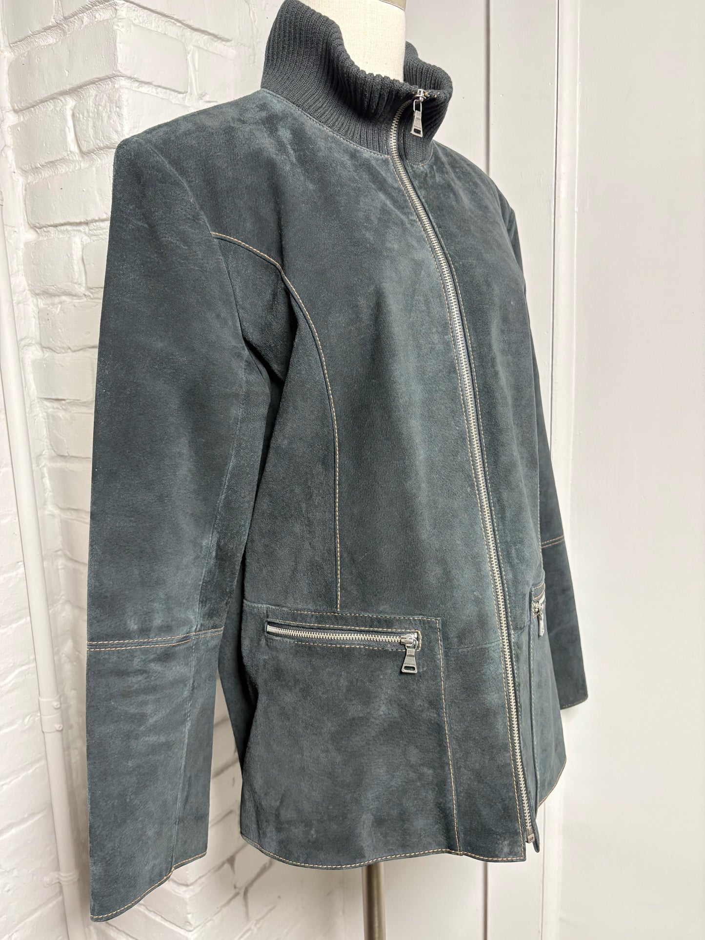 Women Size L Bernardo Black Solid Suede Jacket