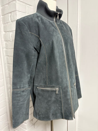 Women Size L Bernardo Black Solid Suede Jacket