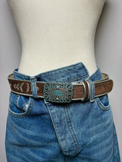Brown Suede, Leather Combo Streets Ahead Sz L Women's Belt