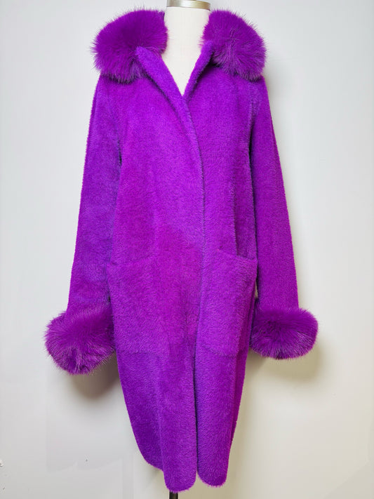 Women Size S/P Joseph Ribkoff Purple Solid Cardigan NWT Sweater
