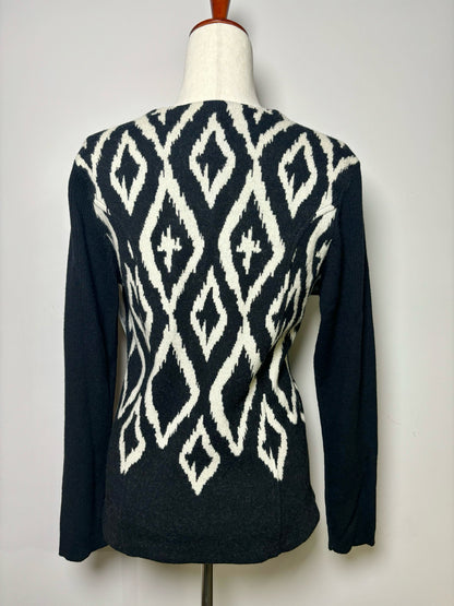 Women Size L Pendleton Black, Gray Print Wool Jacket w/Zipper
