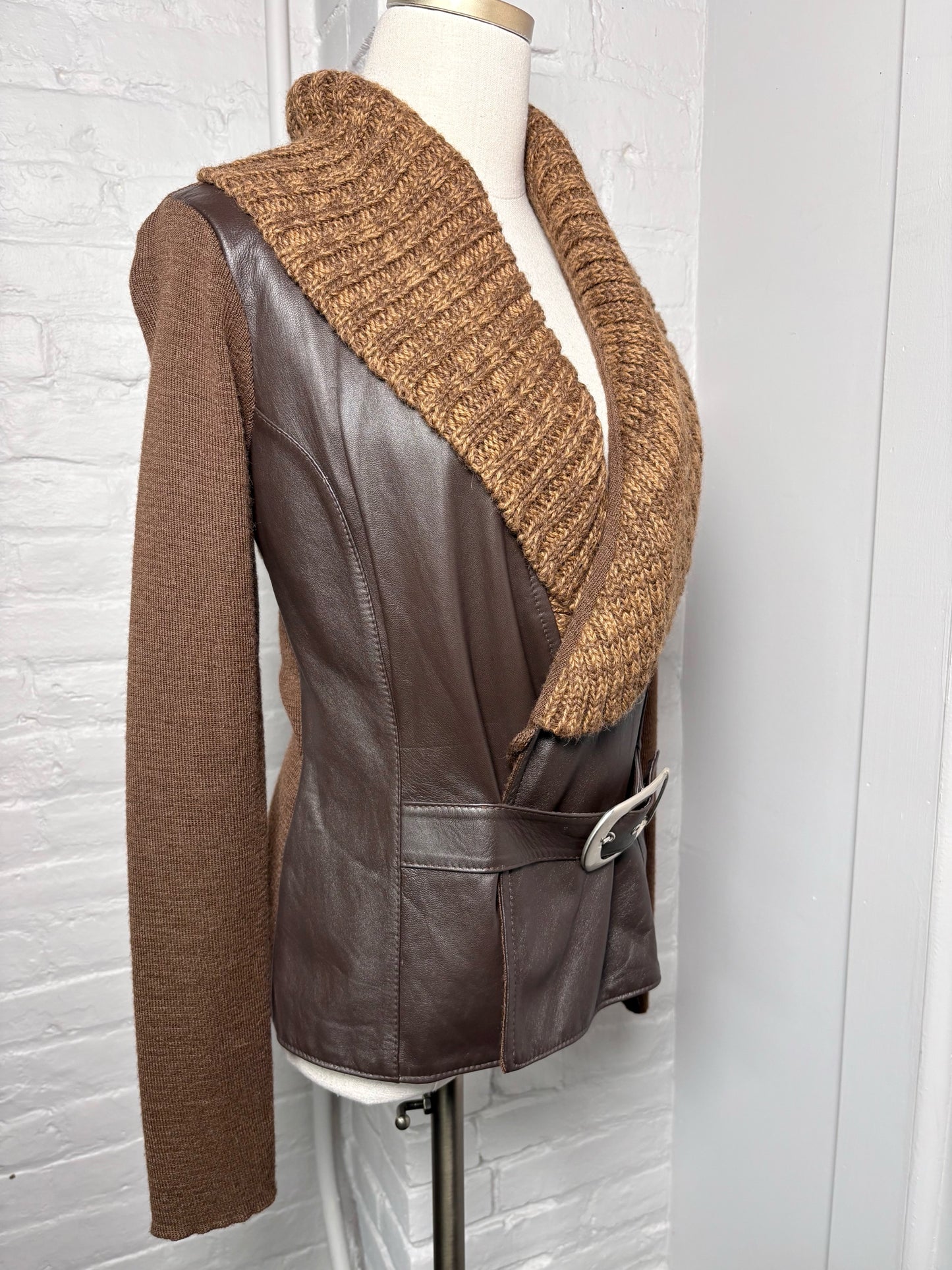 Women Size S Renzo Costa Brown Knitted Merino, Alpaca Jacket