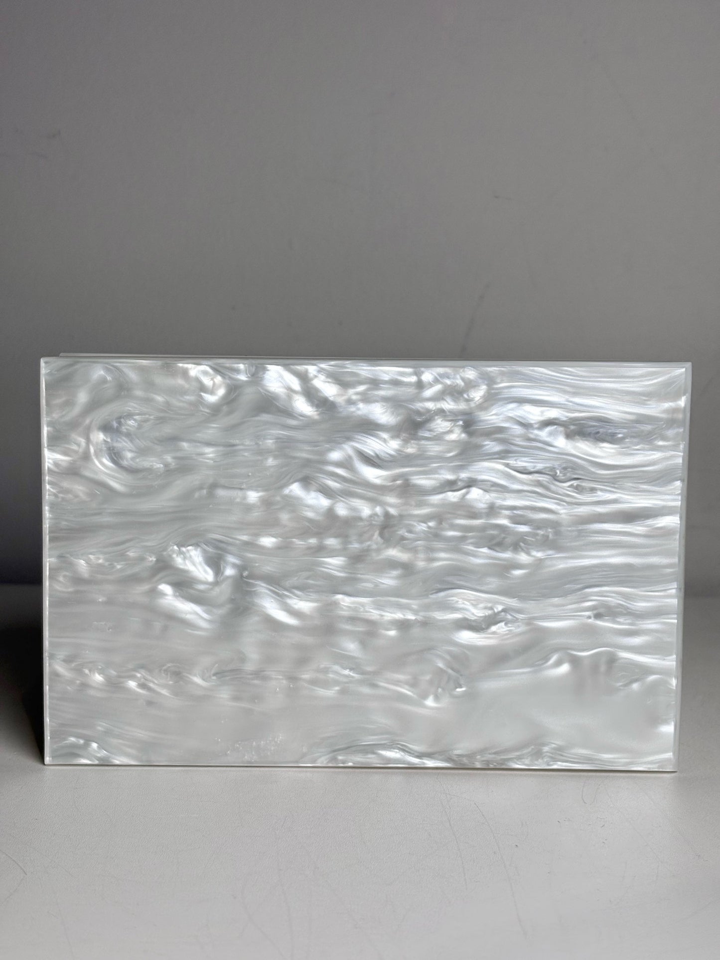 Asha Pearlescent Hardshell Crystal Embel  Pre-owned, NWT White Small Purse