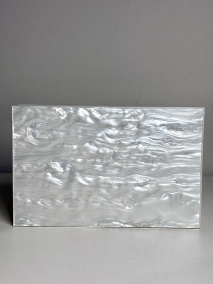 Asha Pearlescent Hardshell Crystal Embel  Pre-owned, NWT White Small Purse