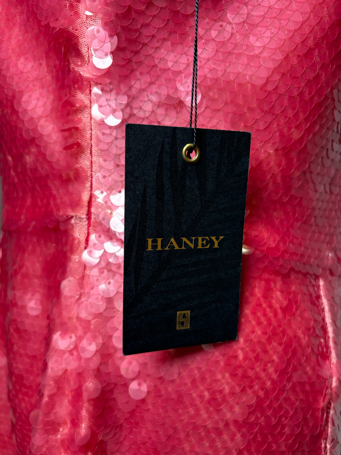 Women Size L Haney Pink Sequins NWT Cocktail Knee Length Dress