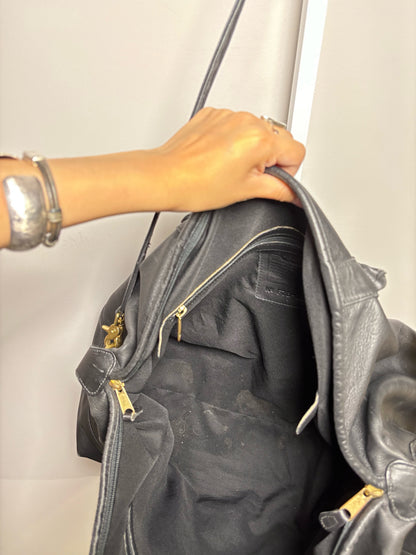 Coach Black Leather Solid Men's Duffle/Weekend Bag