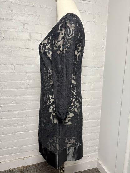 Women Size 4 Laundry by Shelli Segal Black Lace Polyester Not Vintage Dress