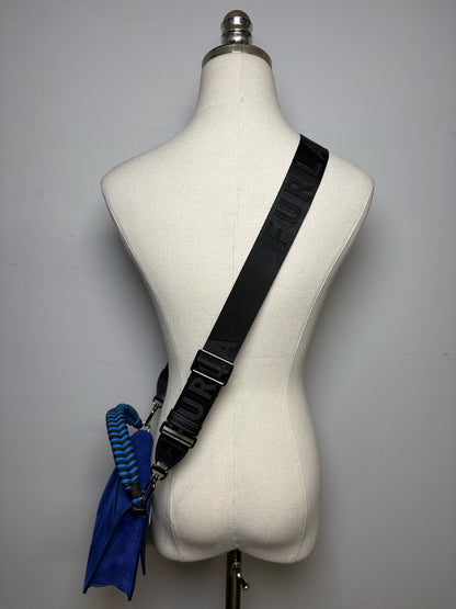Women's Rare Furla 1927 Soft Cobalt Blue Suede Pre-Owned Mini Crossbody Purse