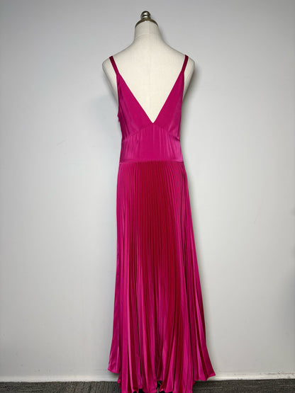 Women Size 8 Polo Ralph Lauren Blue Label Magenta Pre-owned Midi Dress