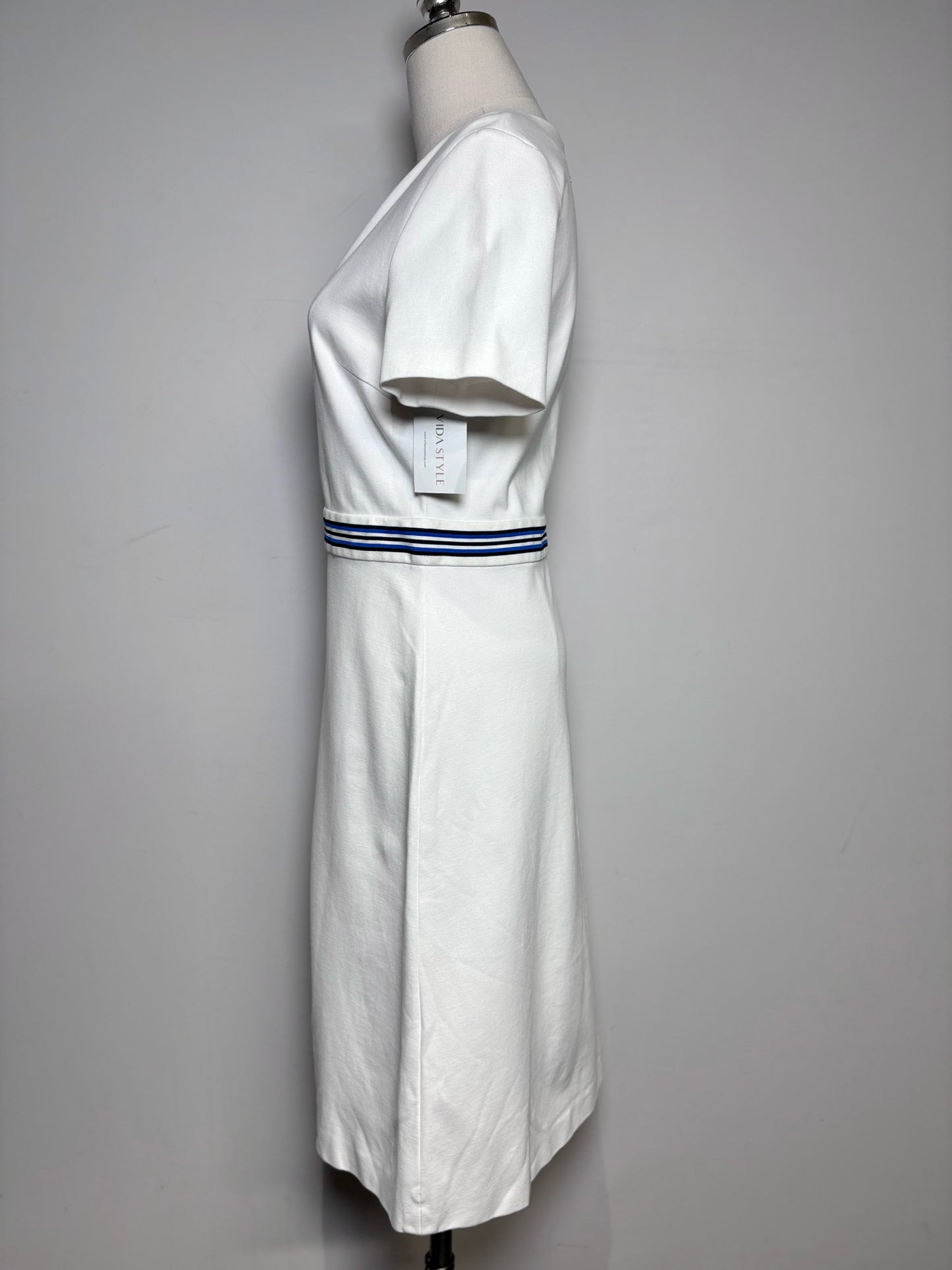 Women Size 40 Escada Sport White, blue Stripe Women's Dress