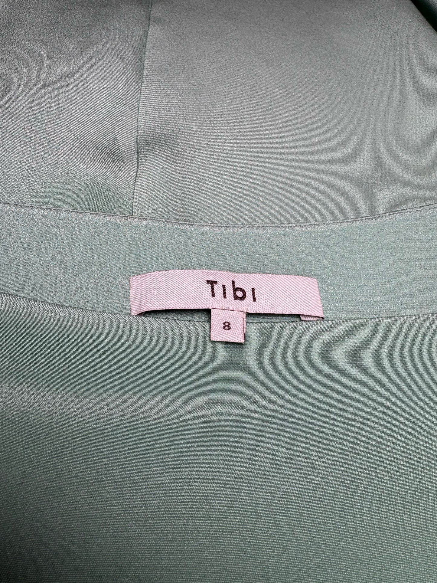 Women's Size 8 Tibi Lantern Mint Green Pure Silk Pre-Owned Midi Skirt