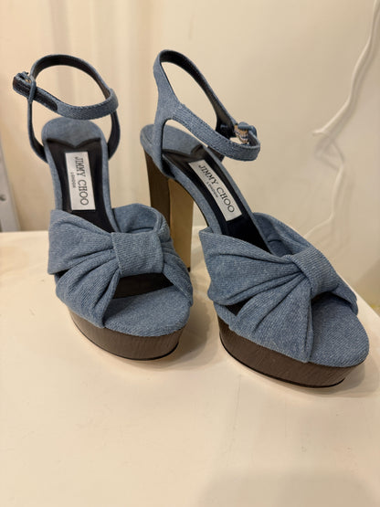 Jimmy Choo Heloise Light Blue Denim Platform Heels NWT | Pre-owned