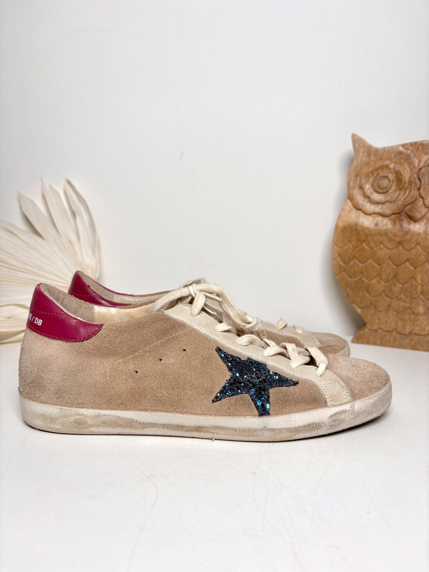 W Shoe Size 39 (8.5 US) Golden Goose Tan, Burgundy Desert Suede Sneakers