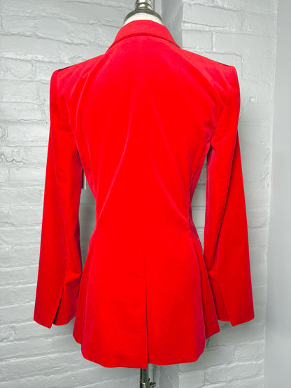 Women Size 4 Theory Red Velvet Blazer