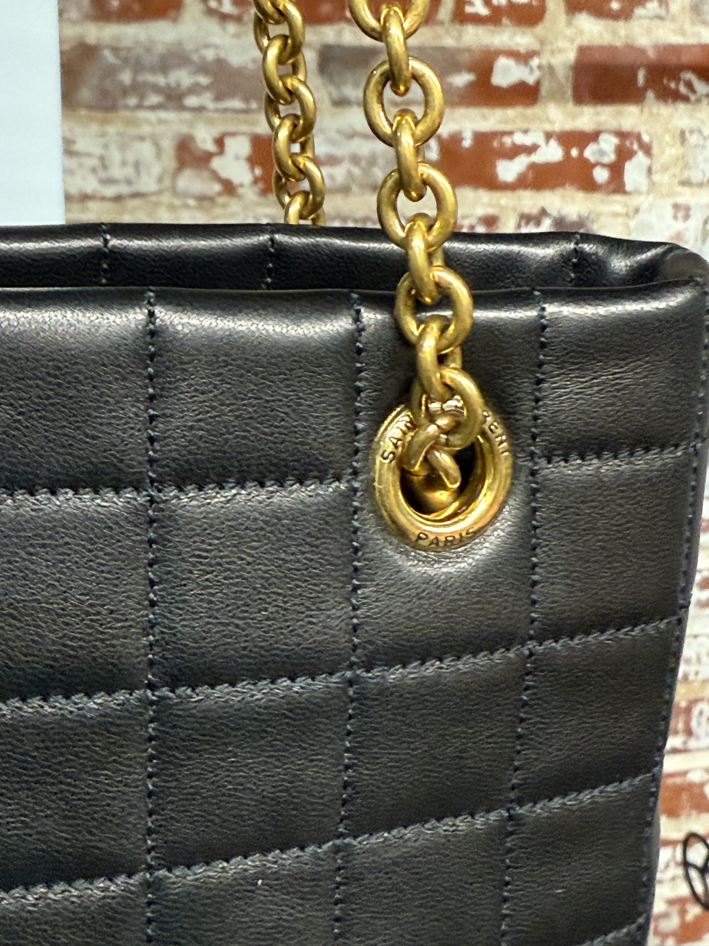 Saint Laurent Quilted Leather Black Lambskin Carr Shopping Bag