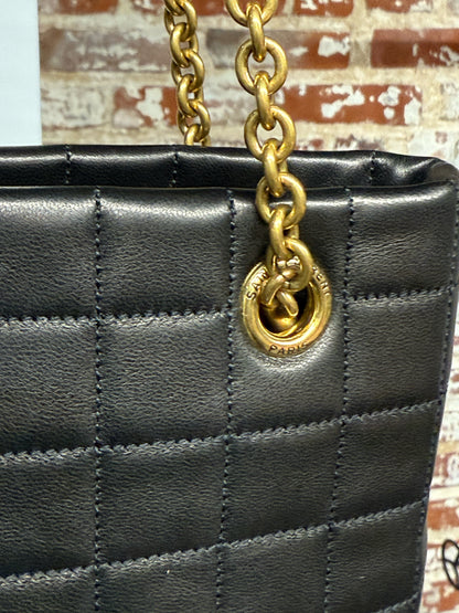 Saint Laurent Quilted Leather Black Lambskin Carr Shopping Bag