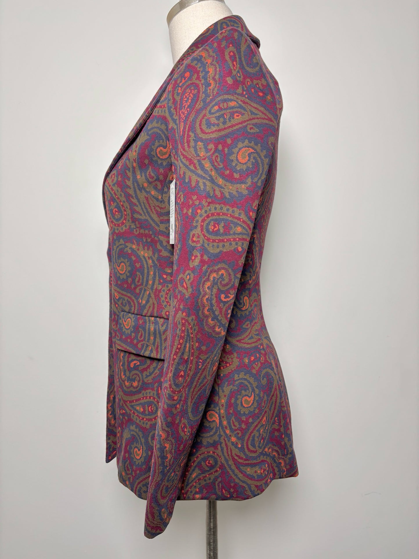 Women Size XS Rosetta Getty Burgundy, Olive, Navy & Orange Paisley Blazer