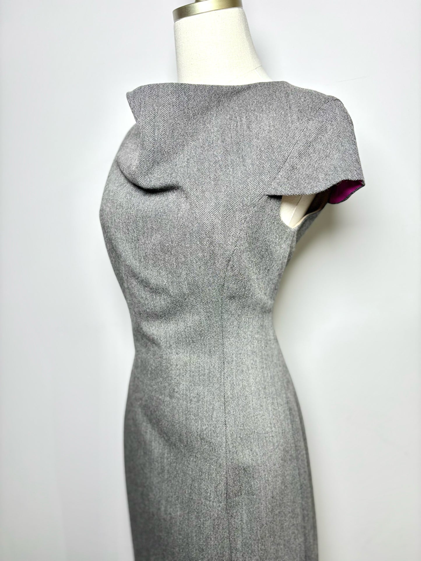 Women Size M Ports 1961 Charcoal Tweed Wool Sheath Dress