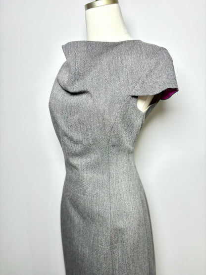 Women Size M Ports 1961 Charcoal Tweed Wool Sheath Dress