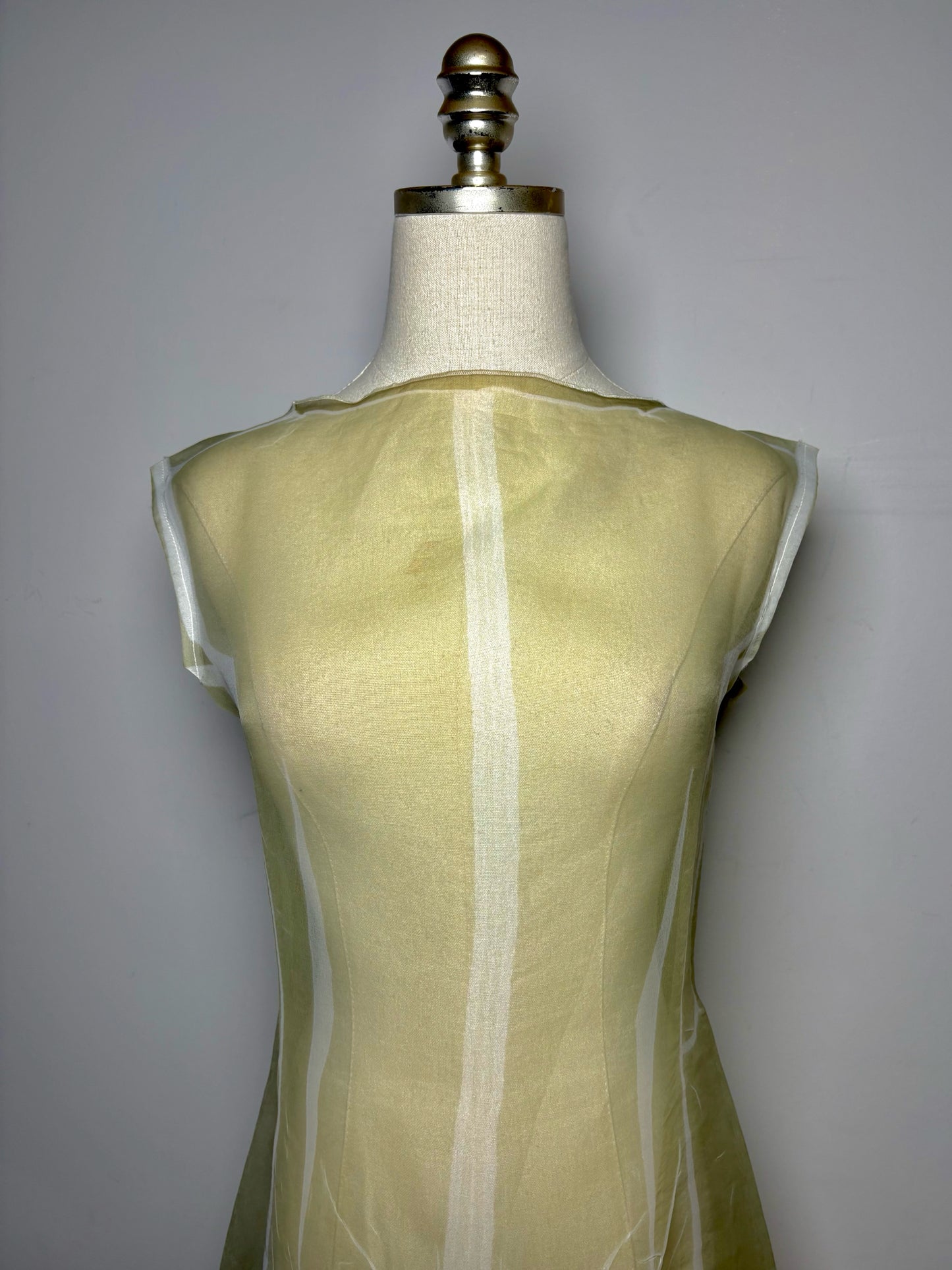 Women Size 3 (L) Yohji Yamamoto Sage Green Iridescent Sheer Vintage Dress
