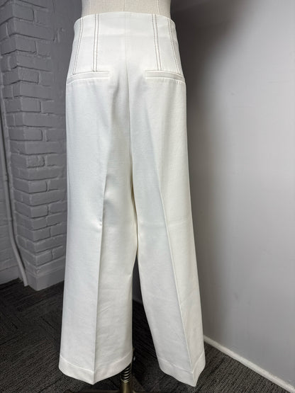 Women Size 8 Veronica Beard Cream Dickey Blazer + Wide Leg Pants