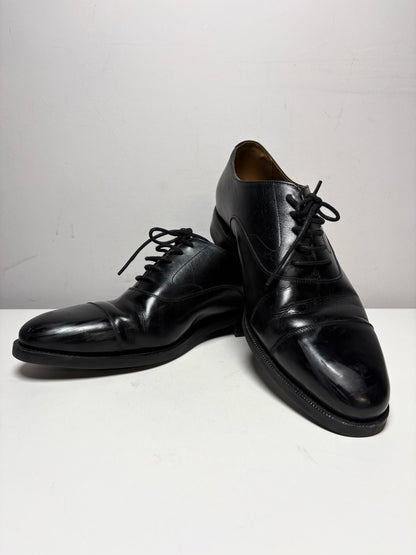Men Shoe Size UK 8 Meermin Black Calf Leather Pre-Owned Cap-Toe Oxford Shoes