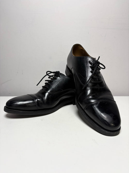 Men Shoe Size UK 8 Meermin Black Calf Leather Pre-Owned Cap-Toe Oxford Shoes
