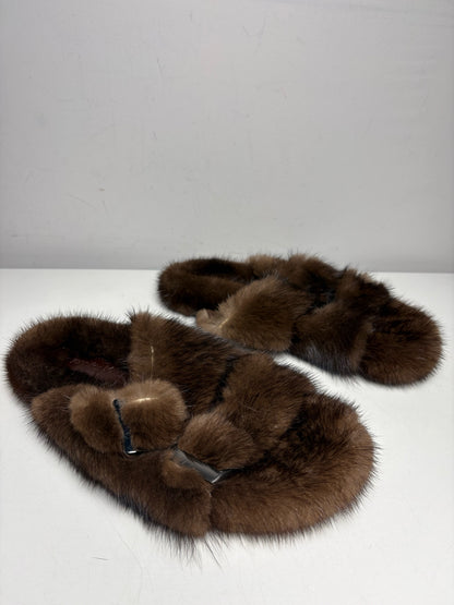 Women's Shoe Size 5 Jennifer Miller Dark Brown Mink NWT Pre-Owned Slippers