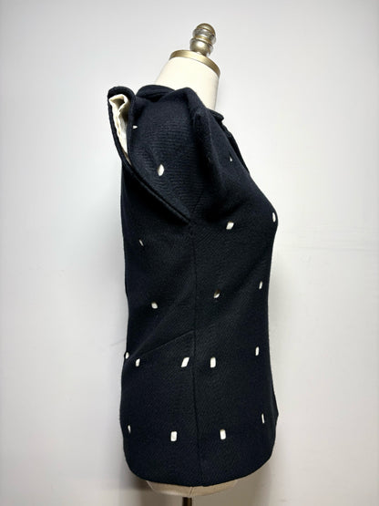 Women Sz 36 Jil Sander Black Cutouts Wool w/Cotton Lining Top Pre-owned Vintage