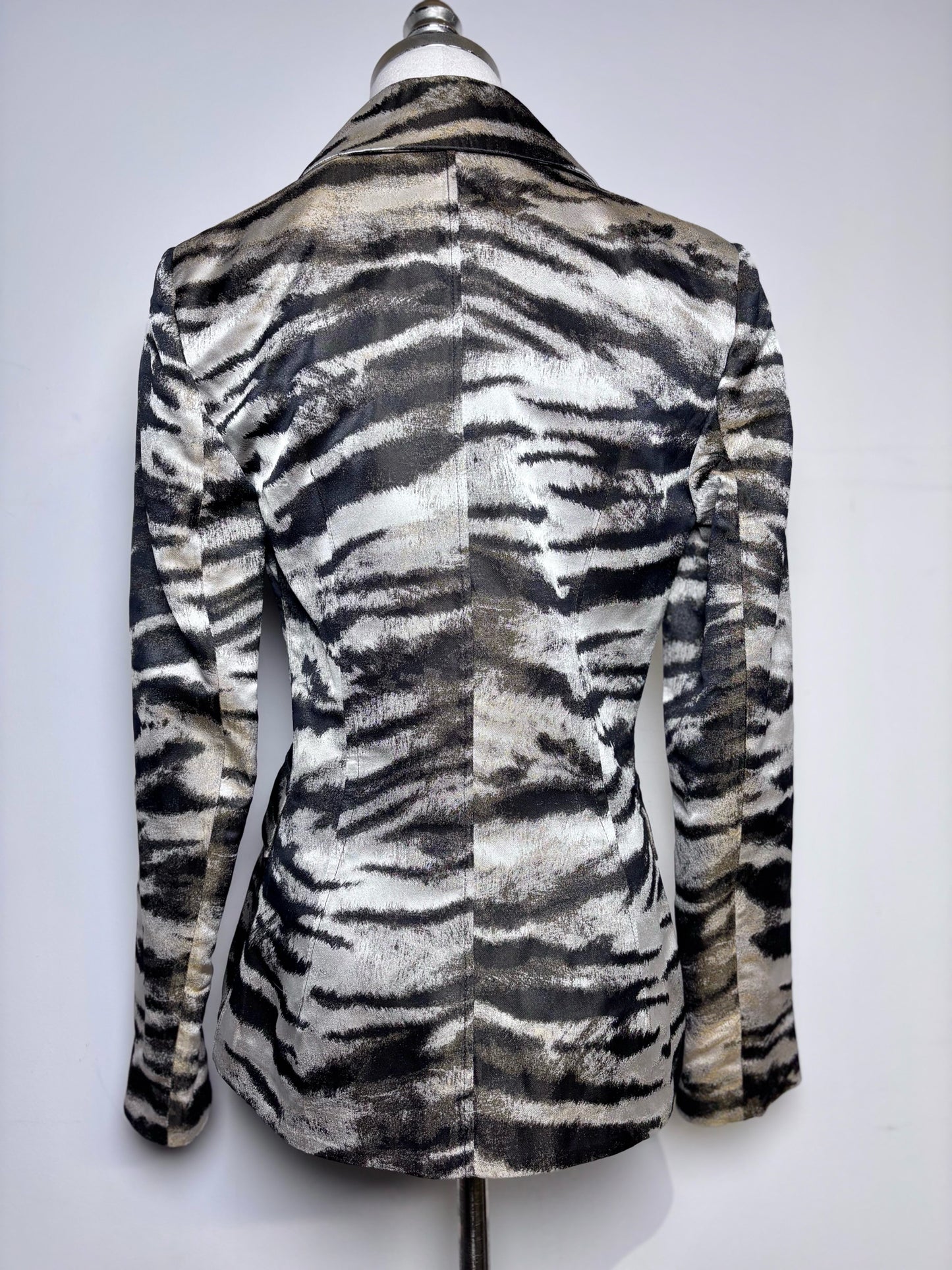 Women Size 36 (S) Lanvin Brown Animal Stripe Silk Blend NWT Jacket
