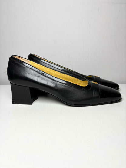 W Shoe Size 10 Fendi Black Leather Genuine Leather Women's Vintage Pump