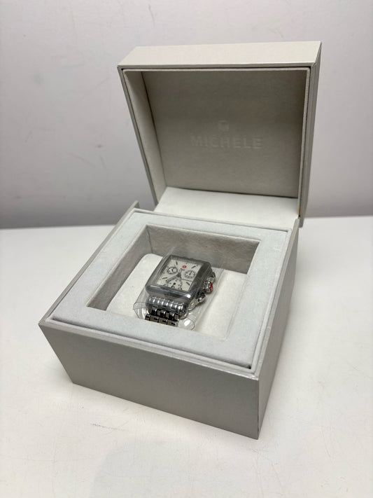 Michele Deco Panthere Bracelet Chronograph Sterling Silver Pre-owned Watch