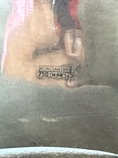 Konstantino Filigree Pink Tourmaline, Blue Topaz Cuff 18K Gold, 925 Cuff