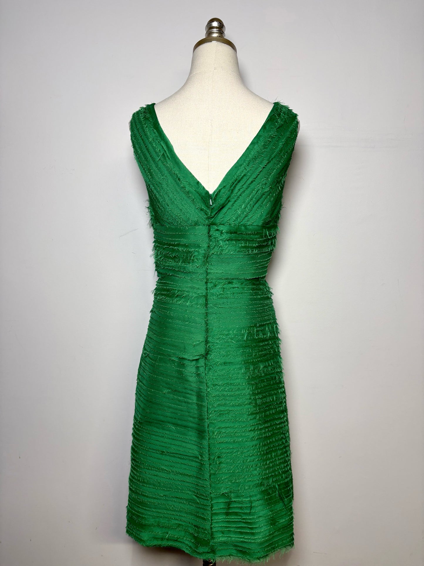 Women Size 12 Marchesa Notte Emerald Green Floral Applique Pre-owned, NWT Dress