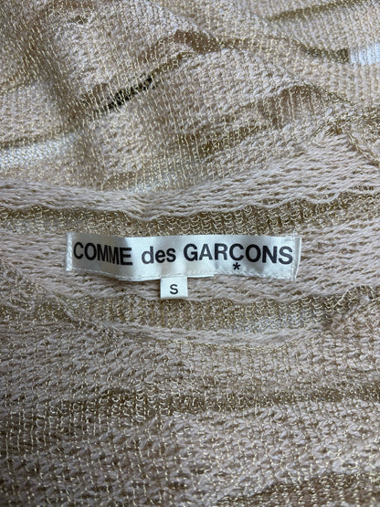 Women Size S Comme des Garcon Metallic Beige Woven Stripes Wool Blend Top